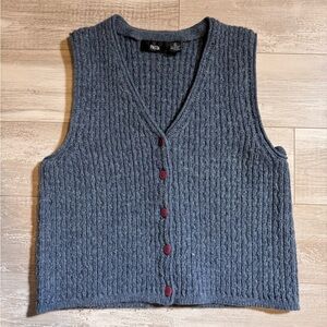 Vintage Pasta Sweater Vest Women Medium Blue Wool